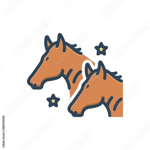 Color illustration icon for horses