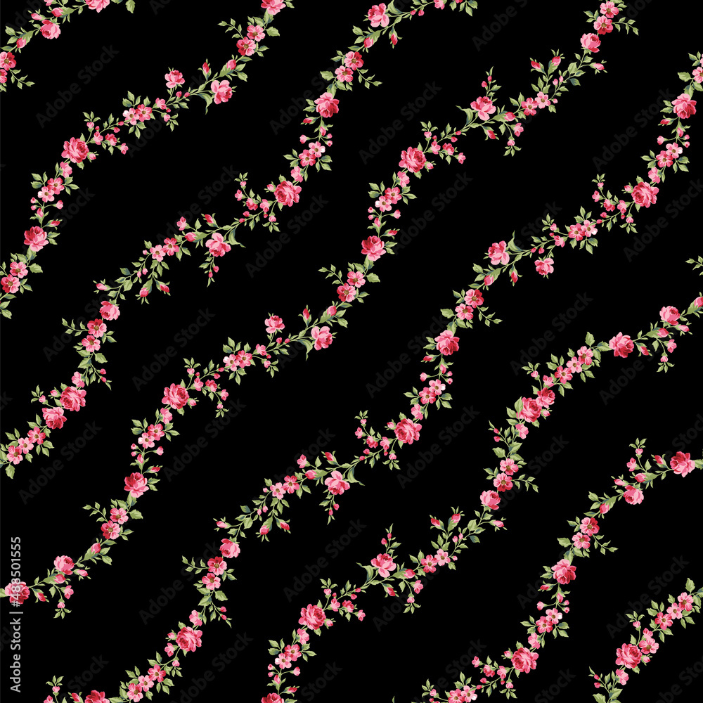 Beautiful rose vertical stripe seamless pattern,