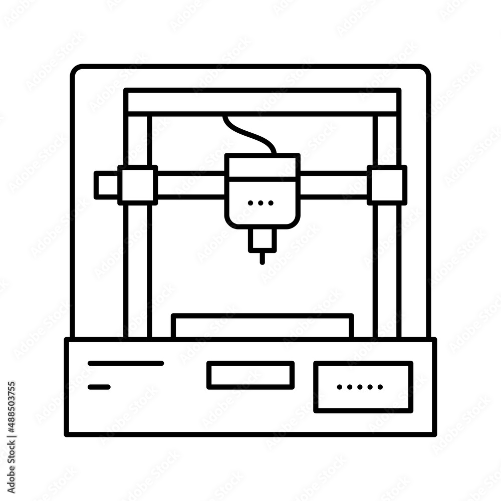 3d printer line icon vector illustration 3d printer line icon vector illustration