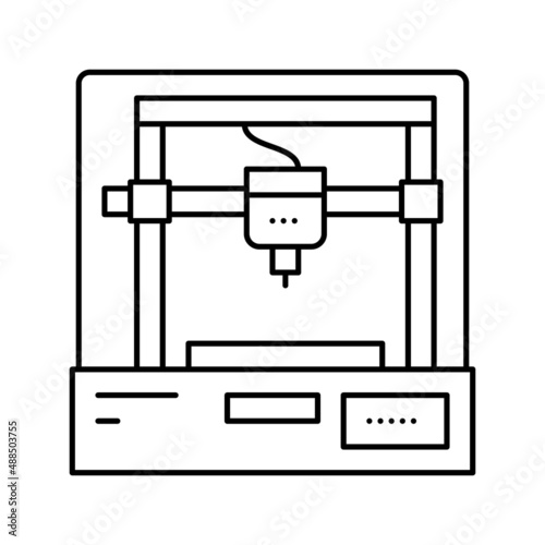 3d printer line icon vector illustration