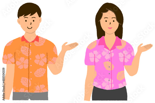 誘導する沖縄の若い男女