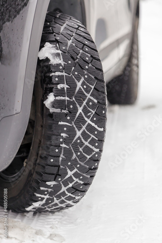 winter tires on the car, tires with spikes