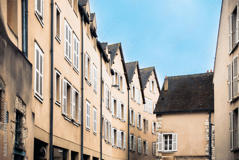 Antique building view in Chartres city, France.