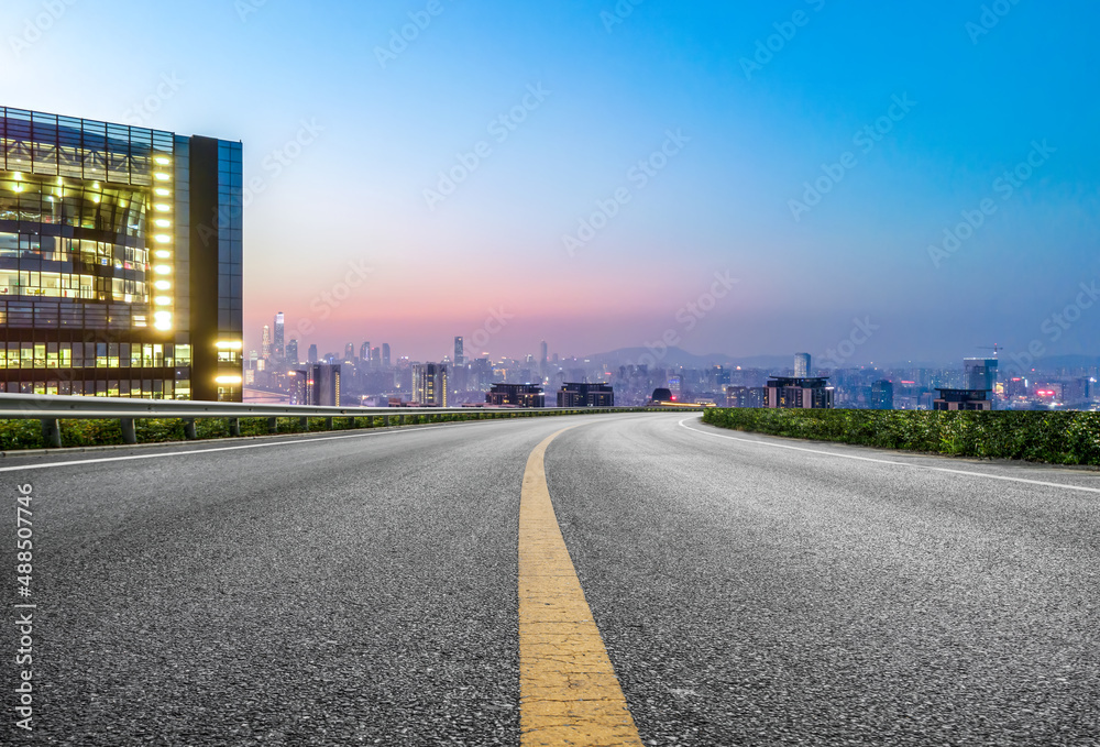 Fototapeta premium Road and Chinese modern city buildings background