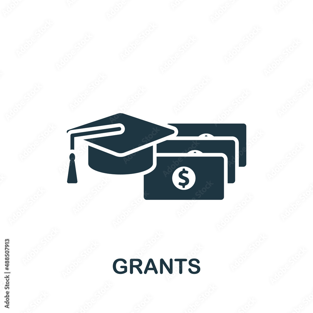 Grants icon. Monochrome simple icon for templates, web design and infographics Grants icon. Monochrome simple icon for templates, web design and infographics
