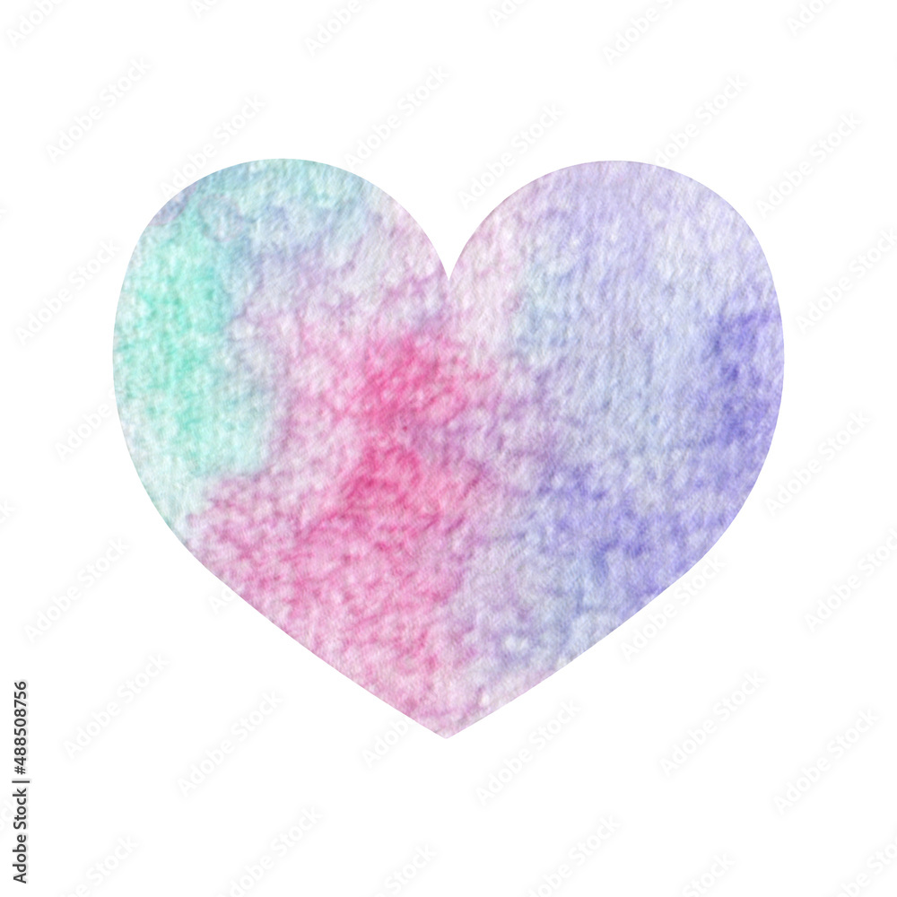 Heart with watercolor fills. Valentine's Day card