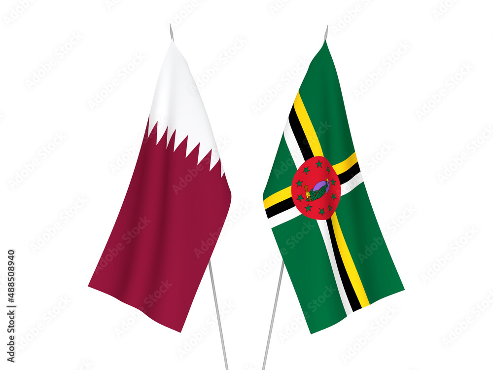 Qatar and Dominica flags