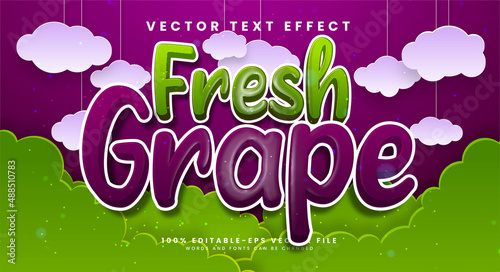 Fresh grape editable text style effect with paper cut style.