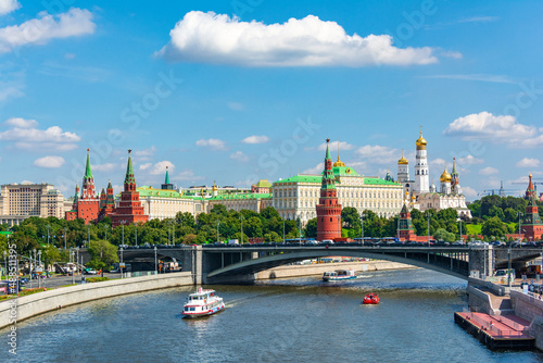 Kremlin embankment in Moscow. View to Moscow Kremlin from the Moscow river