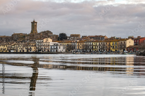 Marta riflessa sulle acque del lago di Bolsena photo