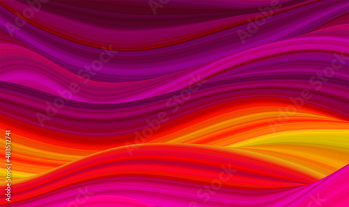 Abstract vector background with soft color transitions from red to yellow and tones of purple. Liquid futuristic fantasy space.