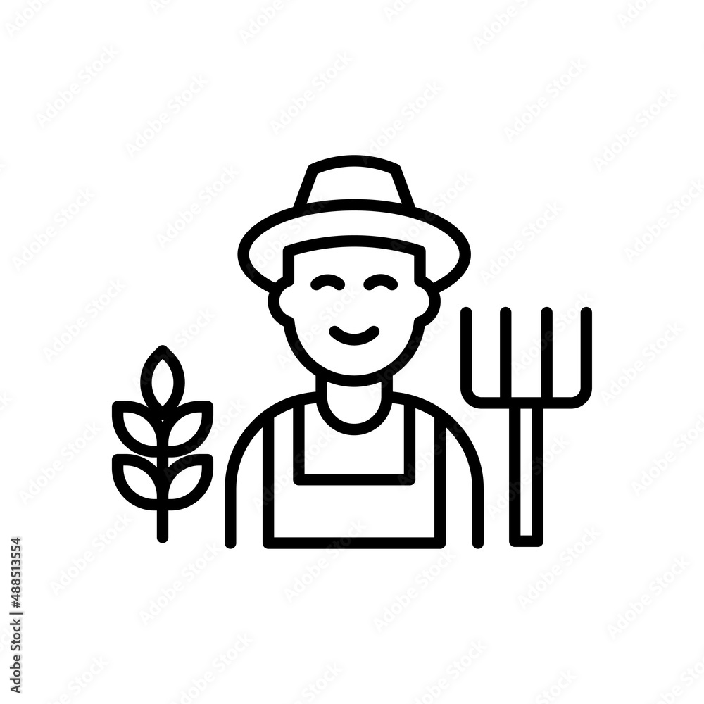 Agriculturist Vector Outline Icon Design illustration. Agriculture and Farming Symbol on White background EPS 10 File