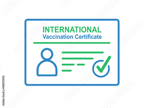 International vaccination certificate against covid-19 with check mark.