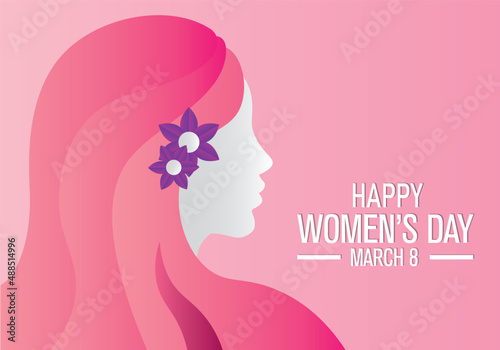 Poster happy women's day. Silhouette face woman	