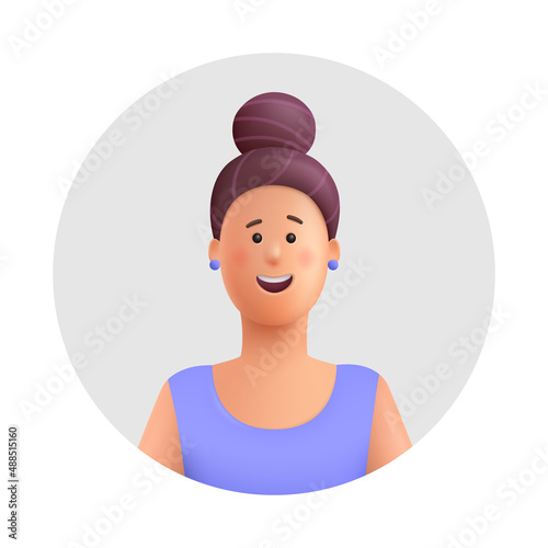 Young smiling woman Ann avatar. 3d vector people character illustration. Cartoon minimal style.