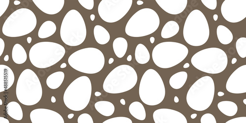 Seamless abstract vector pattern. Traditional white eggs isolated on brown background. Simple monochrome Easter illustration. Perfect for wallpapers or fabric.