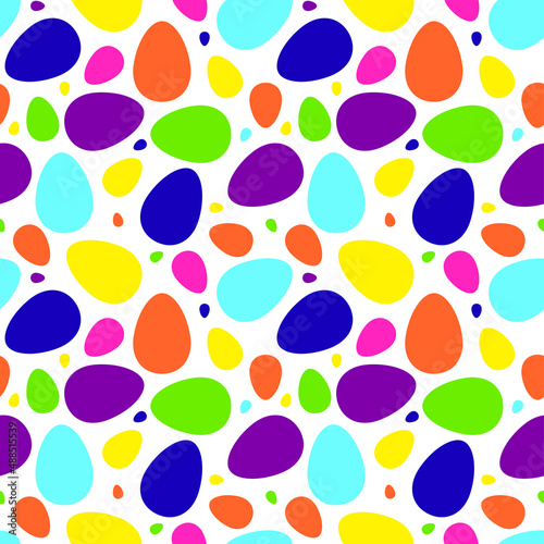 Seamless easter pattern with bright colorful eggs, background.