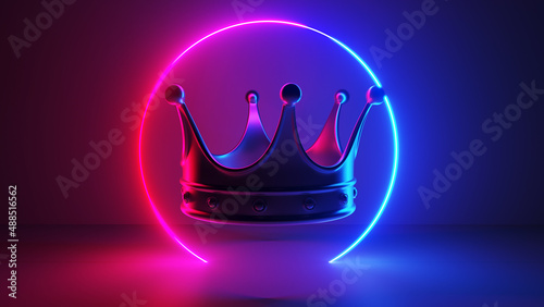 3d rendered illustration of a neon style crown photo