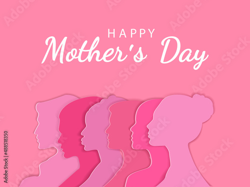 Happy Mothers Day vector banner.Womens Day. Greeting card for 8 March with a womens faces.For brochures, postcards, tickets, banners.Womens History Month.