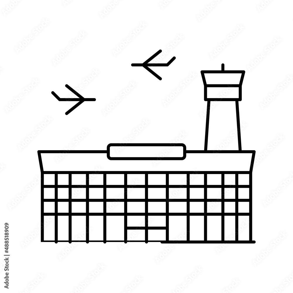 airport building line icon vector illustration airport building line icon vector illustration
