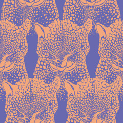 Wandcirkels Pantone 2022 very peri Luipaardprint in paars en oranje  © Chakraborty