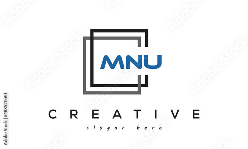 MNU creative square frame three letters logo photo