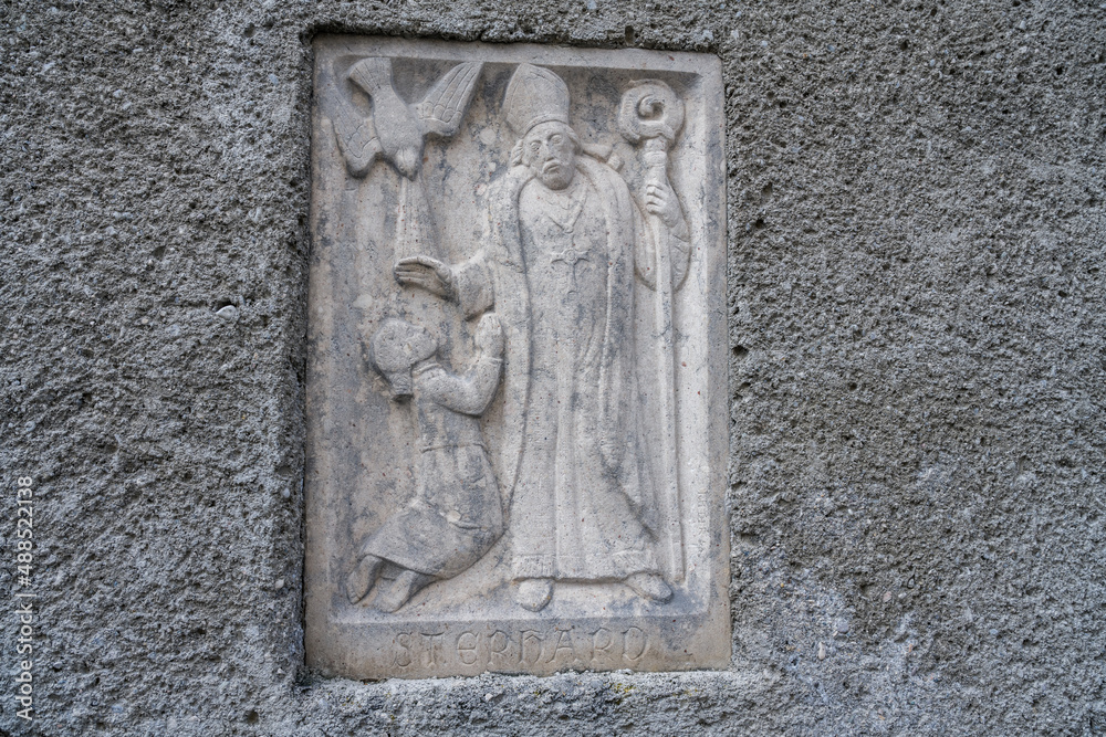 ancient stone carving - Saint Erhard
