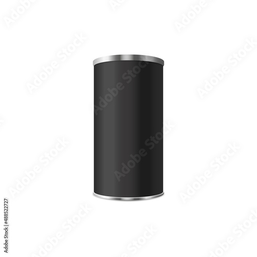 Black cylinder tube or container template realistic vector illustration isolated.