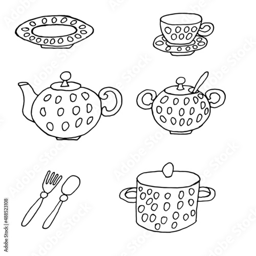 teapot and cups