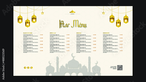 Iftar menu template. 