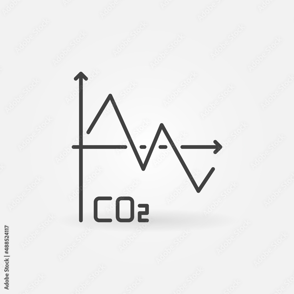 Carbon Dioxide - CO2 Line Chart vector line concept icon Carbon Dioxide - CO2 Line Chart vector line concept icon