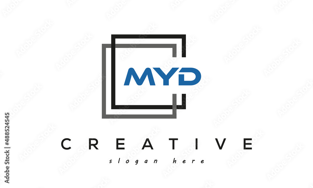 MYD creative square frame three letters logo - obrazy, fototapety, plakaty 