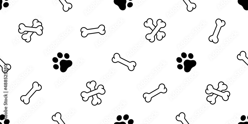 dog paw bone seamless pattern footprint french bulldog vector puppy pet breed cartoon doodle repeat wallpaper tile background illustration design isolated