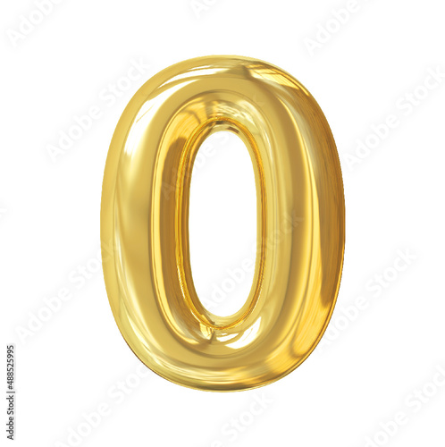 3d golden font number 0