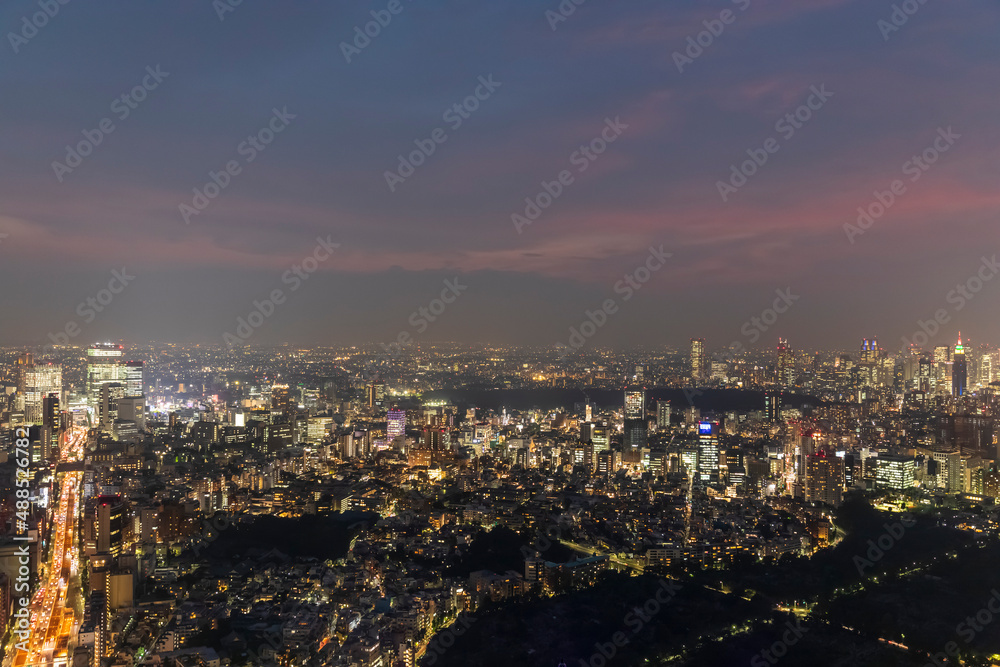 Japan, Kanto Region, Tokyo, Illuminated city downtown at night Japan, Kanto Region, Tokyo, Illuminated city downtown at night