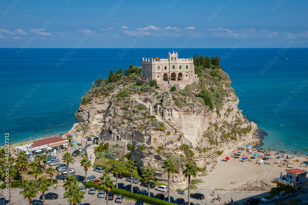 View of the church of Santa Maria dell'Isola, Tropea, Calabria, Italy