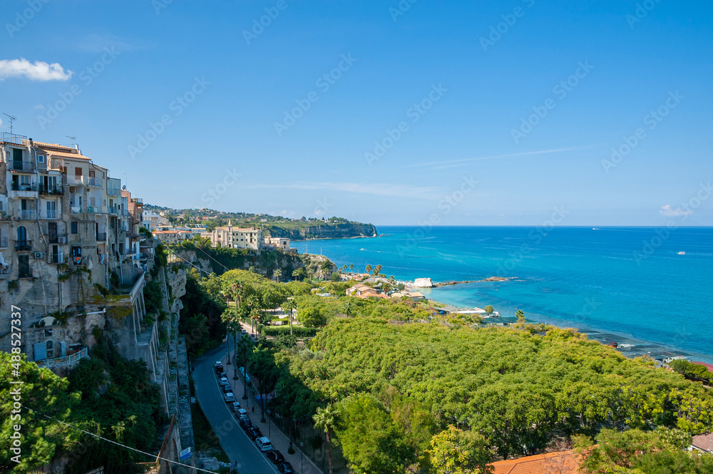 View to Tropea and Tyrrhenian Sea, Calabria, Italy