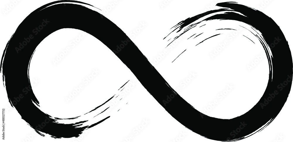 Grunge infinity symbol. Hand painted with black paint. Grunge brush stroke. Modern eternity icon. Graphic design element. Infinite possibilities, endless process. Grunge infinity symbol. Hand painted with black paint. Grunge brush stroke. Modern eternity icon. Graphic design element. Infinite possibilities, endless process.