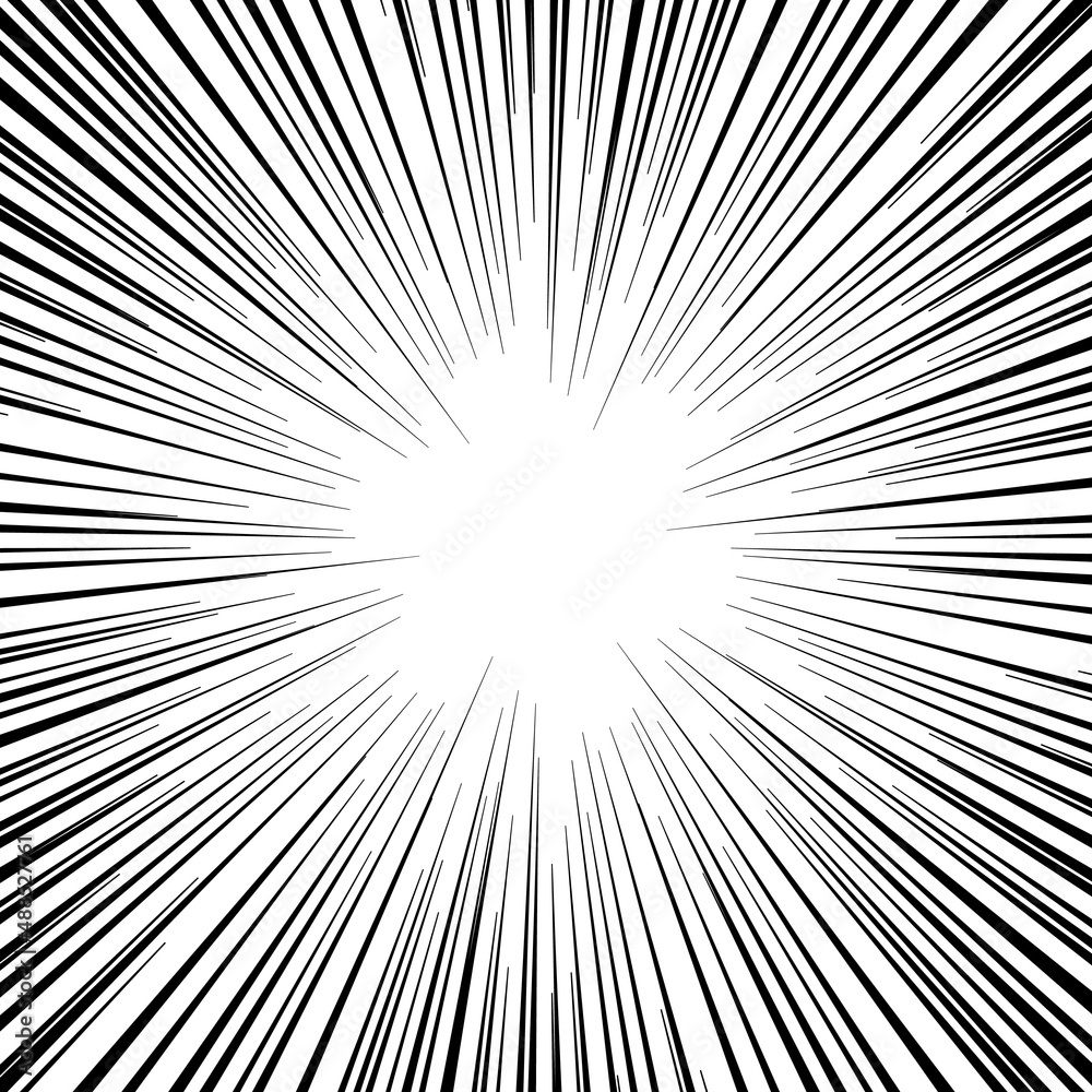 Black radial speed line burst for background design or cartoon template. Comic Book Design Element. Abstract motion lines. Vector stripe pattern. Black radial speed line burst for background design or cartoon template. Comic Book Design Element. Abstract motion lines. Vector stripe pattern.