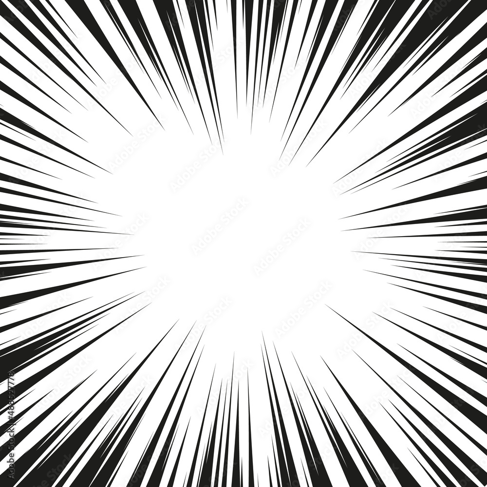 Black radial speed line burst for background design or cartoon template. Comic Book Design Element. Abstract motion lines. Vector stripe pattern. Black radial speed line burst for background design or cartoon template. Comic Book Design Element. Abstract motion lines. Vector stripe pattern.
