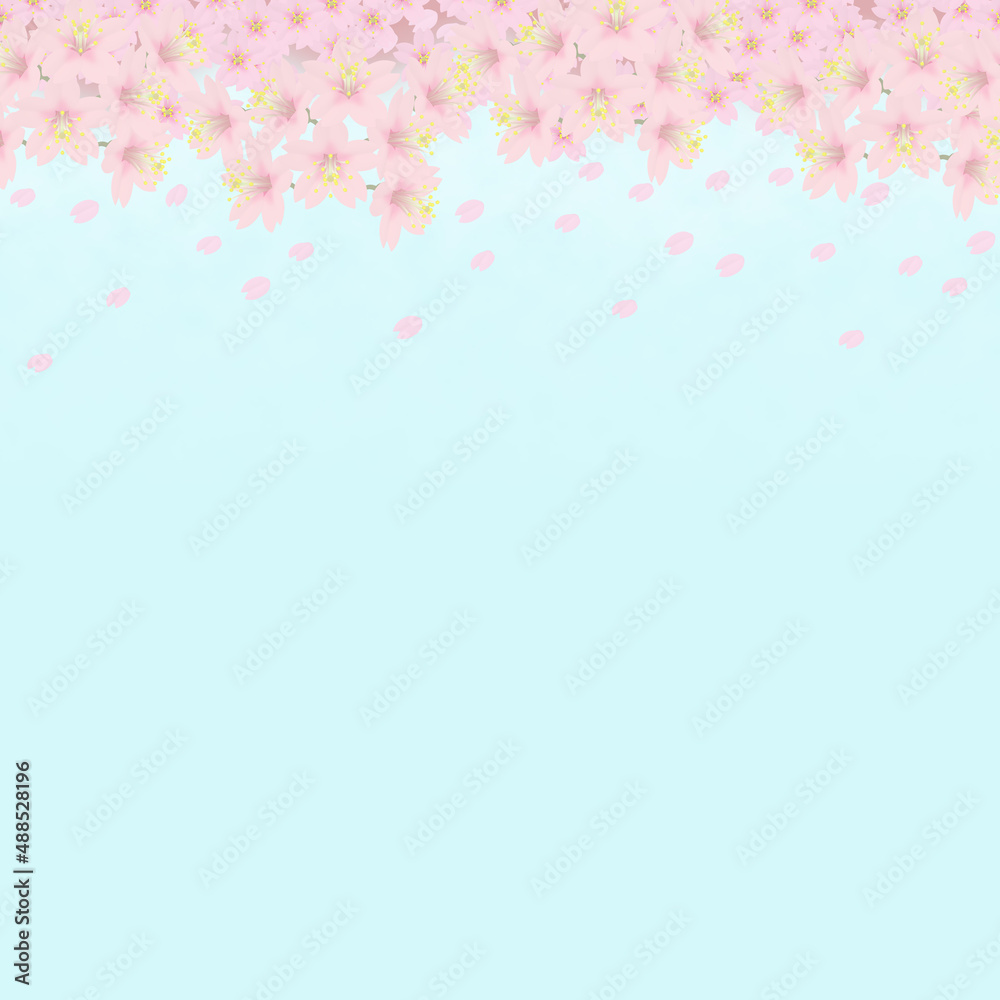 背景素材　舞い散る桜　昼（1_2）