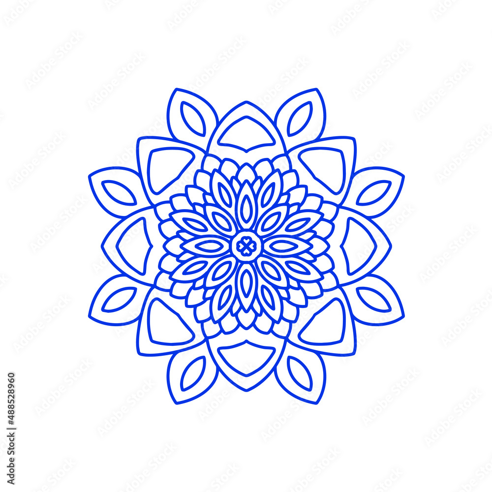 A design element. Mandala coloring book. Anti-stress coloring. Vector illustration drawn by hand with a blue line. Decorative round decoration for coloring books, greeting cards. Isolated pattern A design element. Mandala coloring book. Anti-stress coloring. Vector illustration drawn by hand with a blue line. Decorative round decoration for coloring books, greeting cards. Isolated pattern