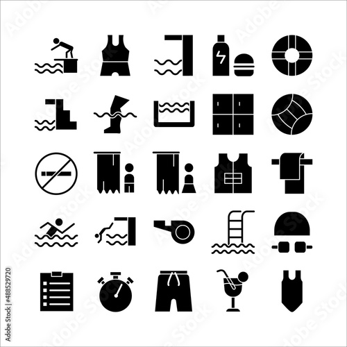 Swimming icon set vector solid for website, mobile app, presentation, social media.