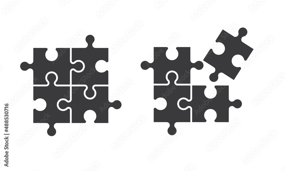 Two different groups of puzzles, icon. Two different groups of puzzles, icon.