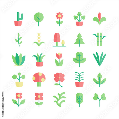 Plant icon set vector flat for website, mobile app, presentation, social media.