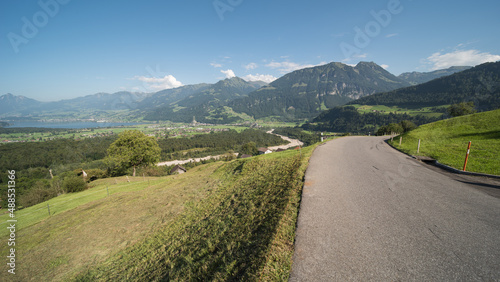 swiss landscape from the panoramic road in the direction of lake sarner  © Ipsimus