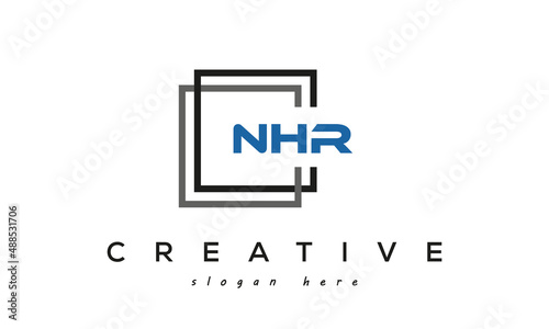 NHR creative square frame three letters logo photo