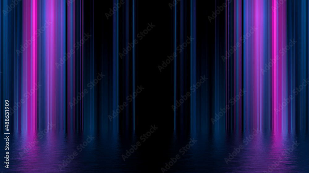 Futuristic showcase concept empty show scene Abstract geometric glow neon background,  technology banner. Product display, Scene 3D Render
