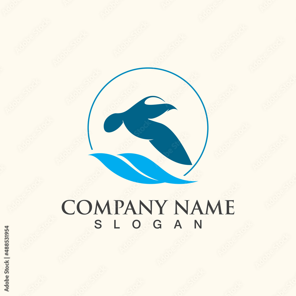 Naklejka premium Seagull Logo design, themes, templates graphic elements wildlife animal