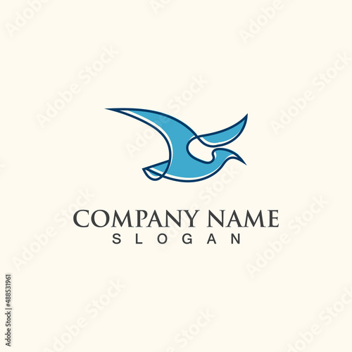 Seagull Logo design  themes  templates graphic elements wildlife animal